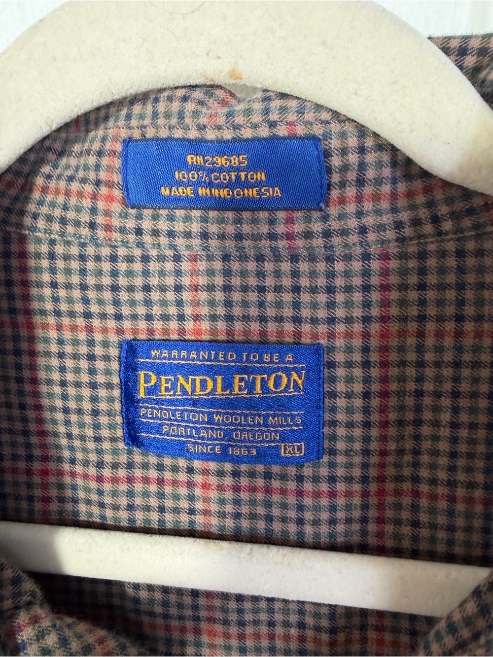 Pendleton Men's Button-Up Plaid Shirt - Brown & Red 100% Cotton - Picture 3 of 8